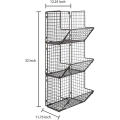 Kitchen household easy assemble metal wire mesh black 3 tier wall hanging food fruit storage basket for Bin Rack Bathroom Holder